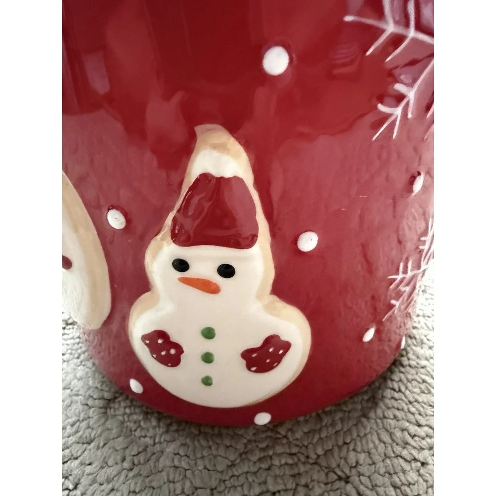 Hallmark Snowman Cookie Jar Ceramic Snowflake Christmas Holiday Kitchen Storage